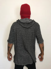 Dark grey Short sleeve fleeted hoodie